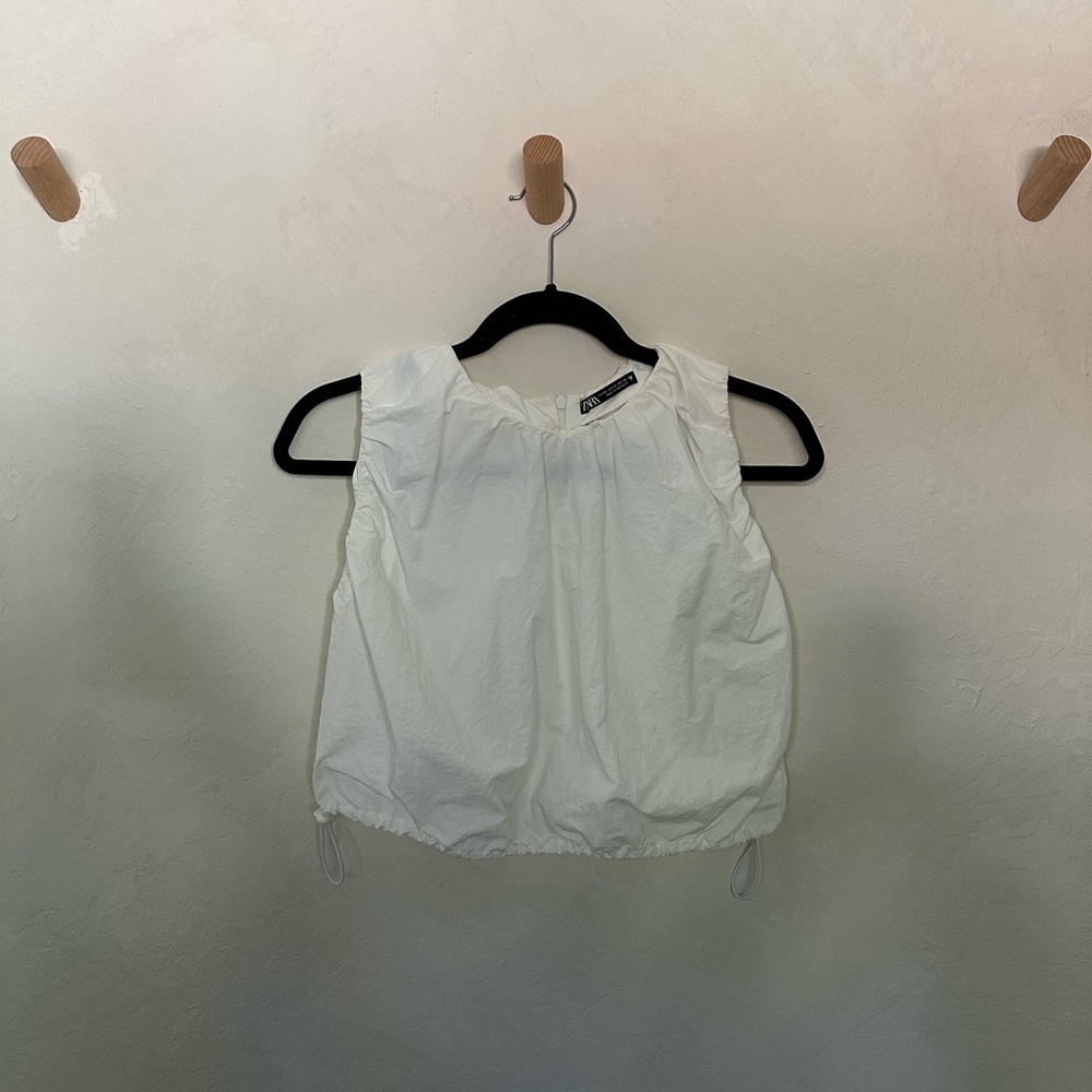 Zara Sleeveless Crop Top with Drawstring Waist